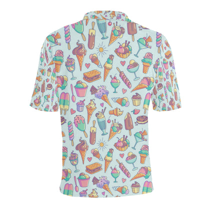 Ice Cream Pattern Print Design IC02 Men Polo Shirt