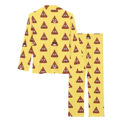 Emoji Poop Print Pattern Women's Long Pajama Set