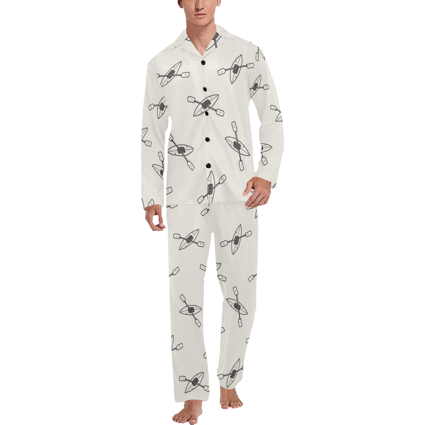 Kayak Pattern Print Design 01 Men's Long Pajama Set
