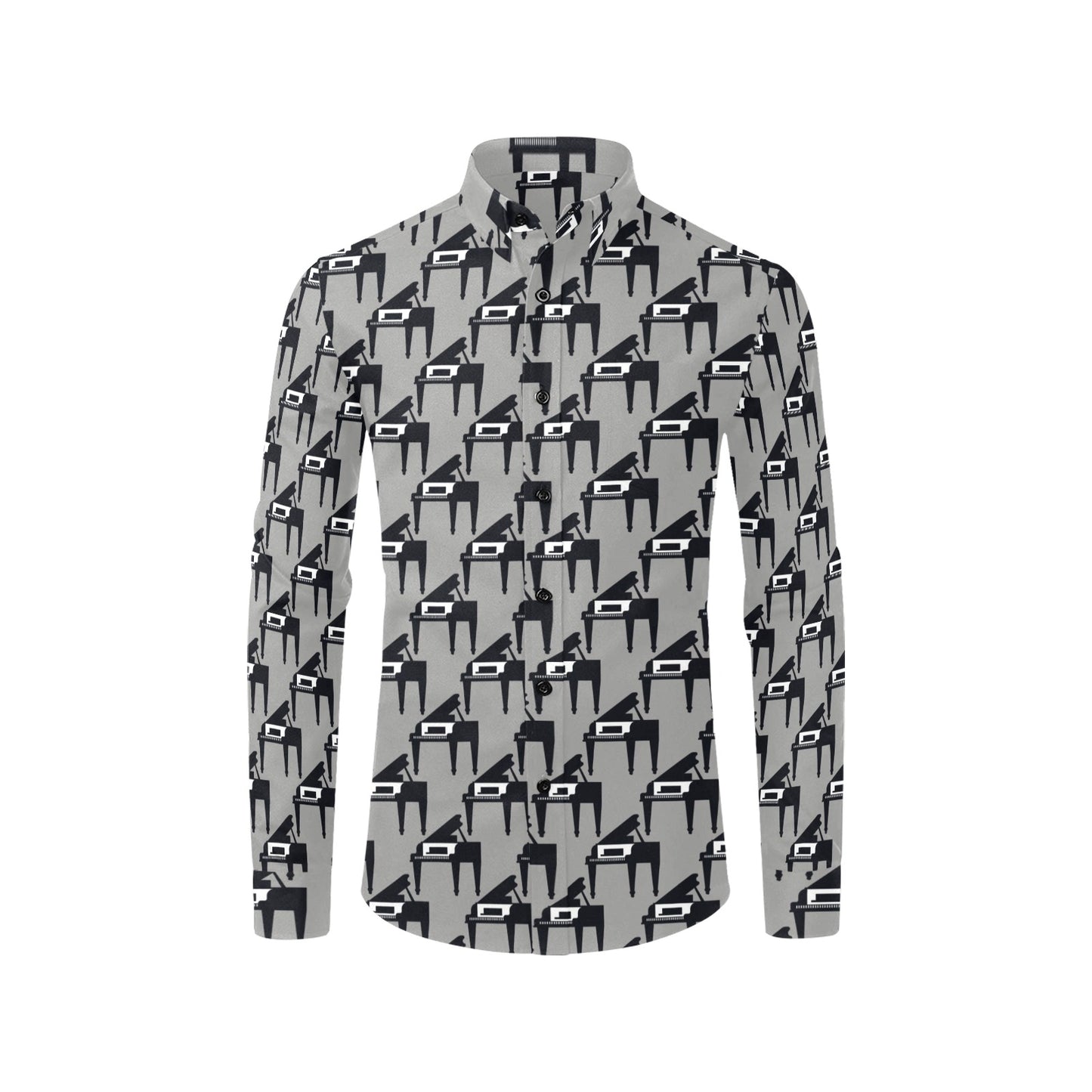 Piano Print Design LKS404 Men's Long Sleeve Dress Shirt