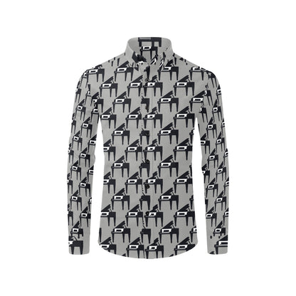 Piano Print Design LKS404 Men's Long Sleeve Dress Shirt