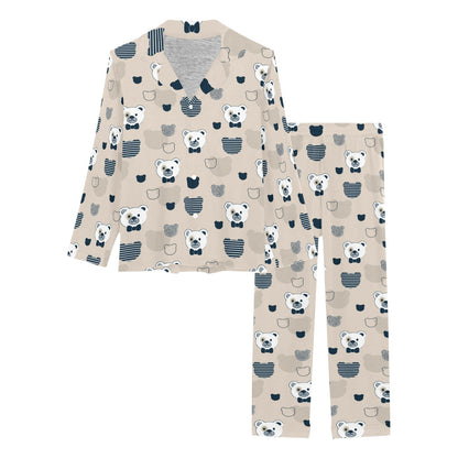 Bear Pattern Print Design 05 Women's Long Pajama Set