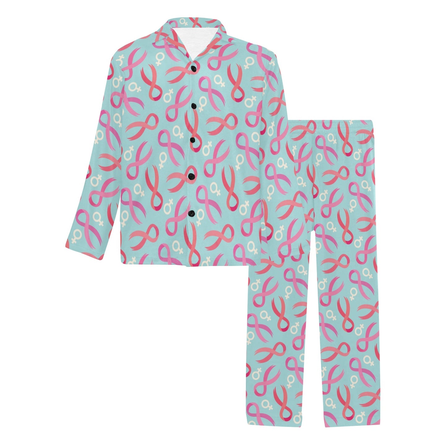 Breast cancer Pattern Print Design 03 Men's Long Pajama Set