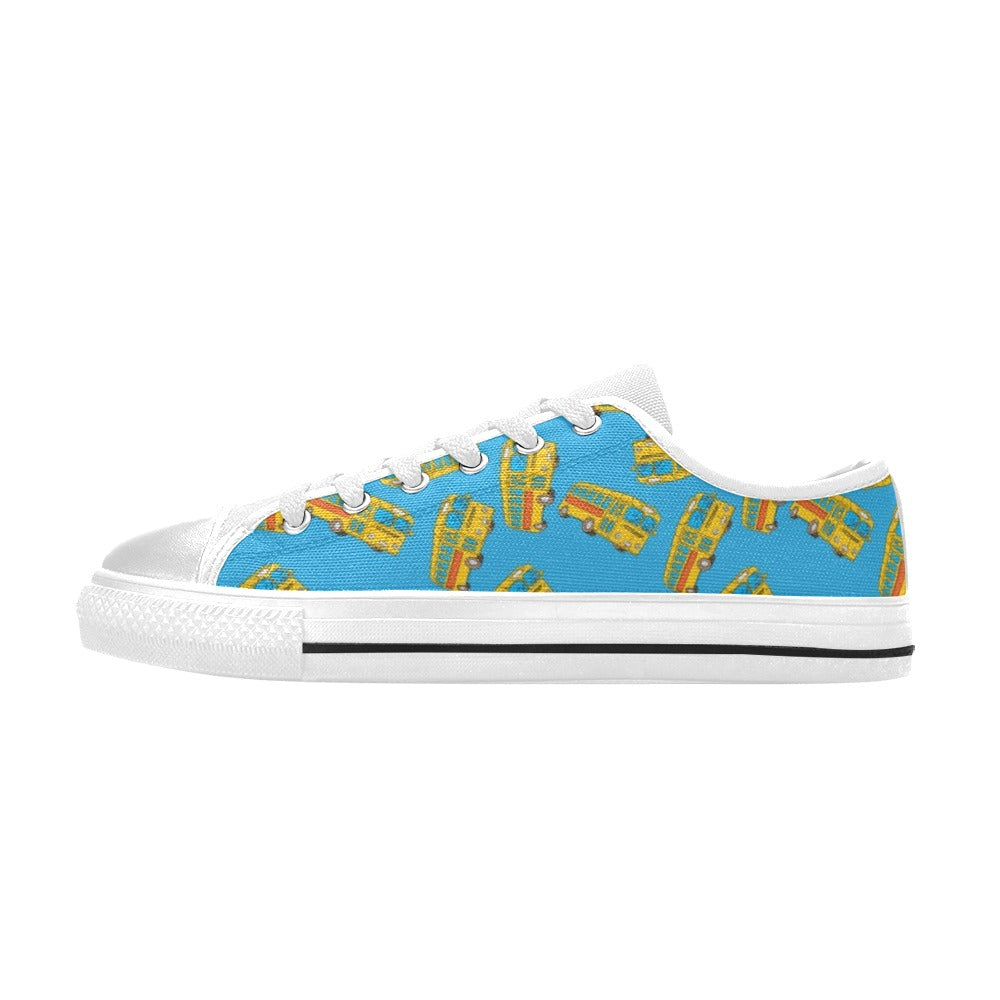 School Bus Print Design LKS302 Women's White Low Top Shoes