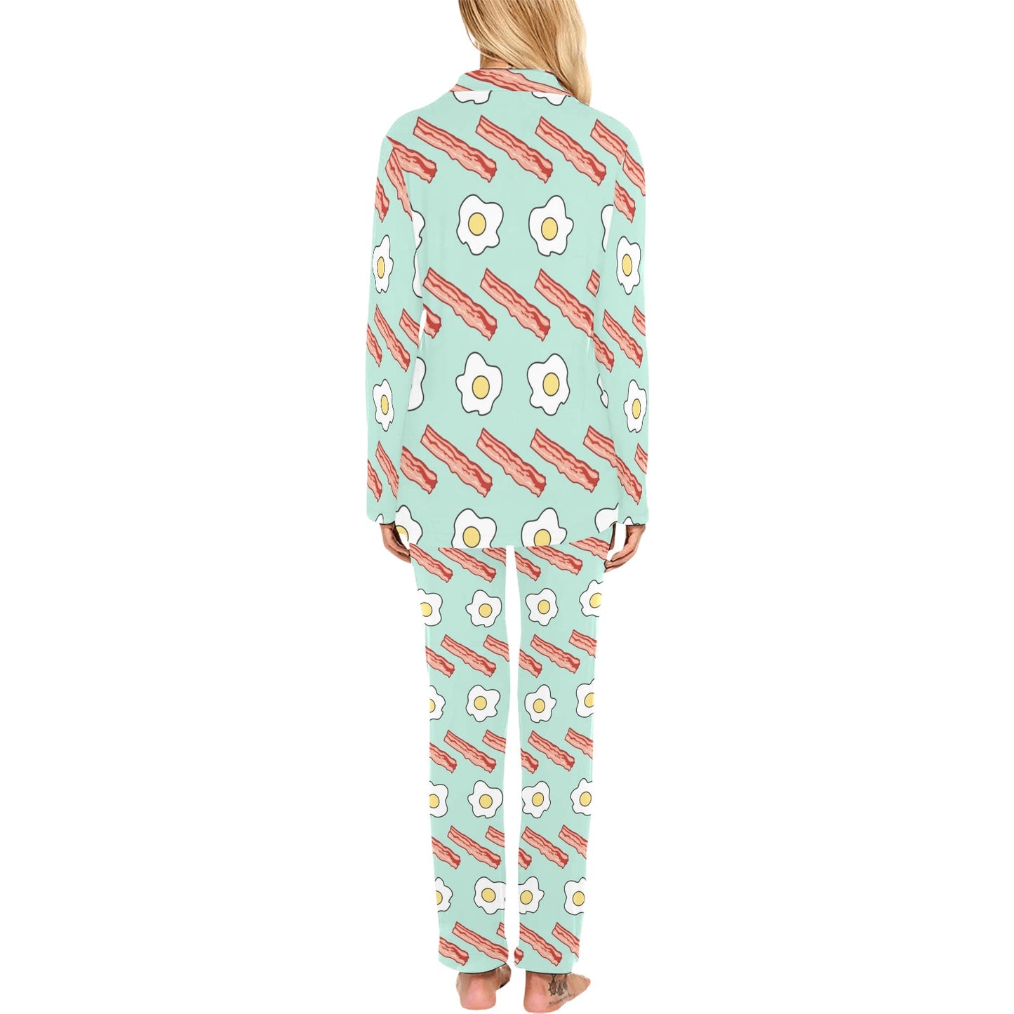 Bacon Sausage Pattern Print Design 01 Women's Long Pajama Set