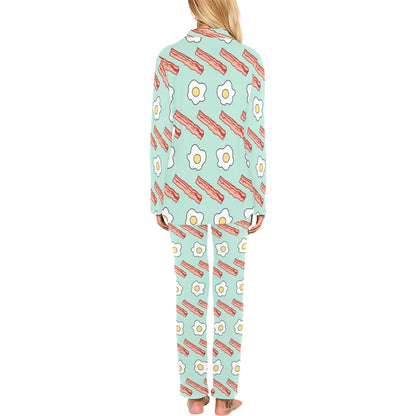 Bacon Sausage Pattern Print Design 01 Women's Long Pajama Set