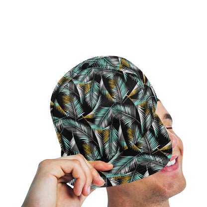Gold Glitter Cyan Tropical Palm Leaves Snapback Cap