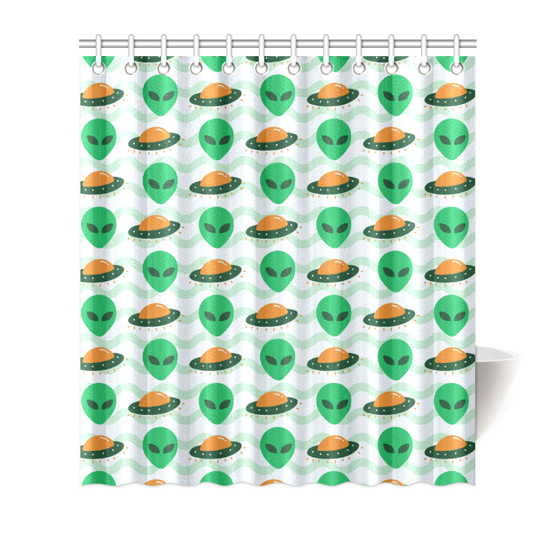 Alien UFO Pattern Print Design 04 Shower Curtain
