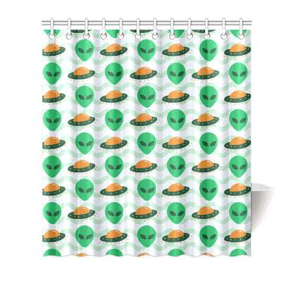 Alien UFO Pattern Print Design 04 Shower Curtain