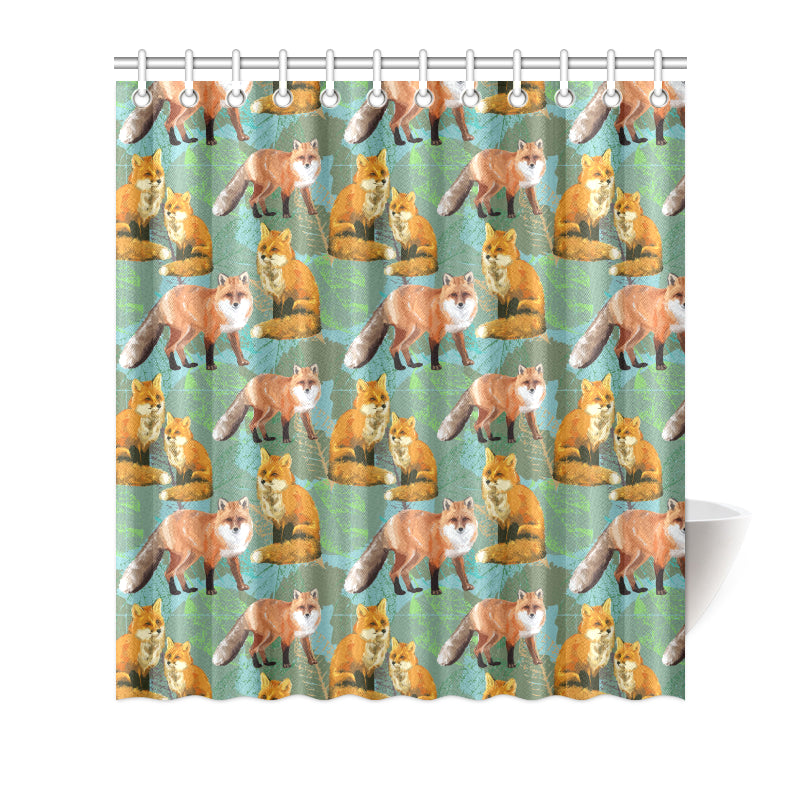 Fox Autumn leaves Themed Shower Curtain