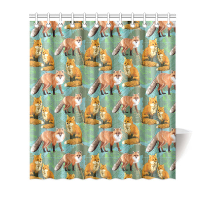 Fox Autumn leaves Themed Shower Curtain