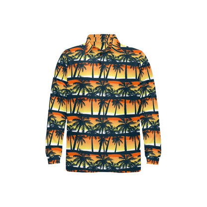 Palm Tree Pattern Print Design PT011 Long Sleeve Polo Shirt For Men's