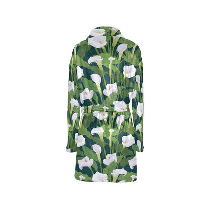 Lily Pattern Print Design 04 Women's Fleece Robe