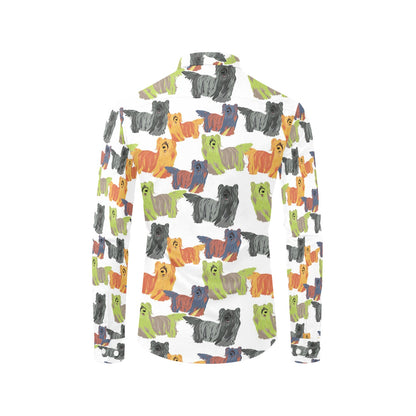 Skye Terriers Print Design LKS301 Men's Long Sleeve Dress Shirt