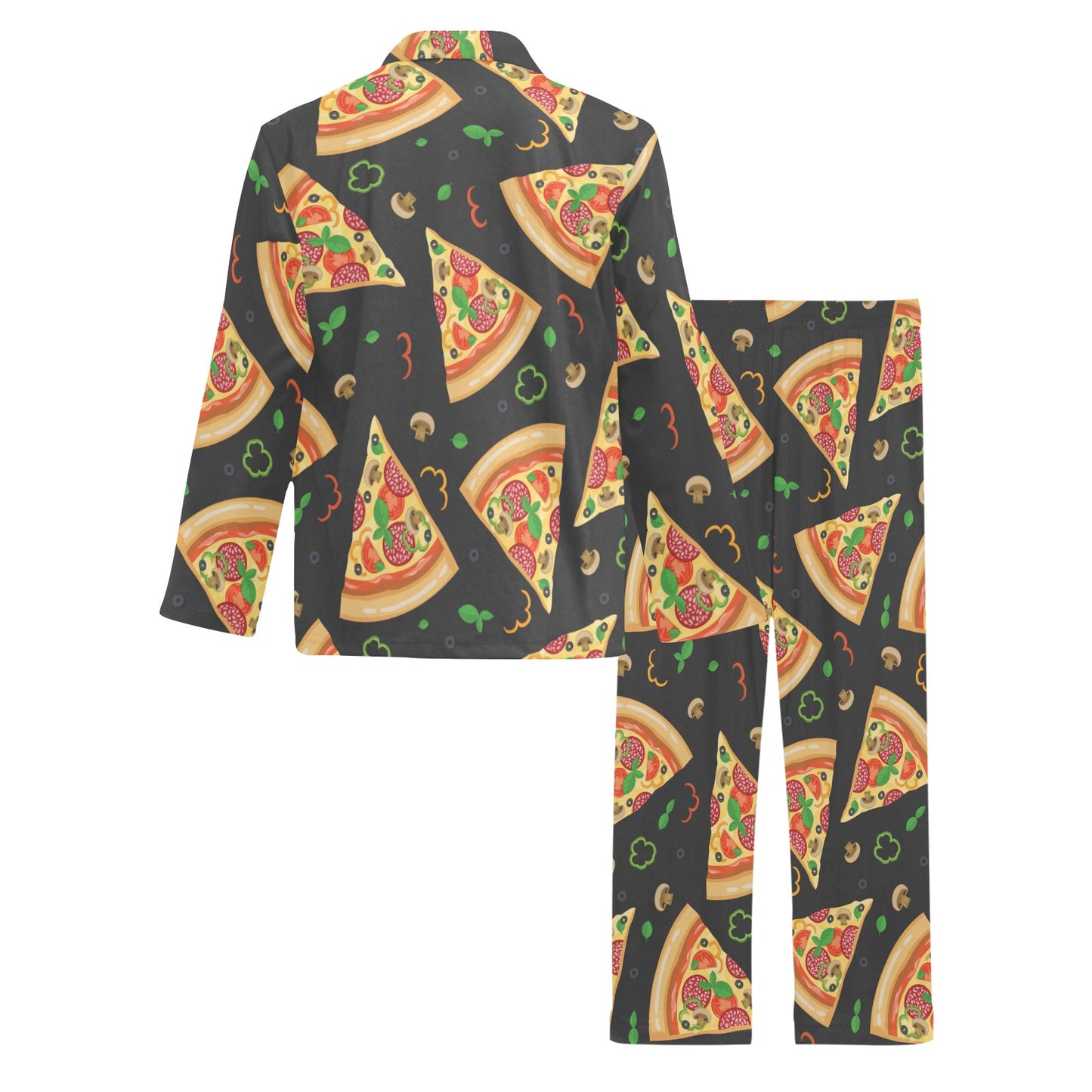 Pizza Pattern Print Design A02 Men's Long Pajama Set