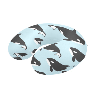 Killer Whale Pattern Print Design 01 U-Shaped Travel Neck Pillow