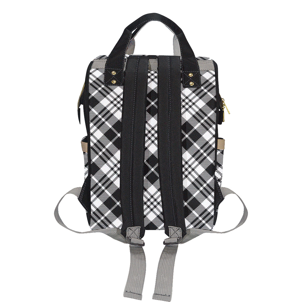 Plaid Black White Pattern Print Design A02 Diaper Bag Backpack