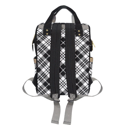 Plaid Black White Pattern Print Design A02 Diaper Bag Backpack