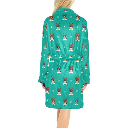 Basenji Pattern Print Design 03 Women's Fleece Robe