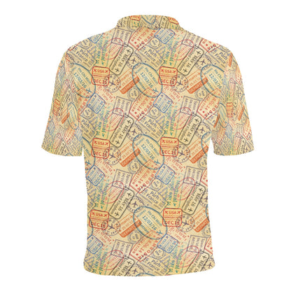 Travel Stamp Print Design LKS302 Men Polo Shirt