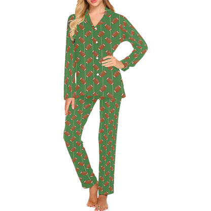American Football on Field Themed Women's Long Pajama Set