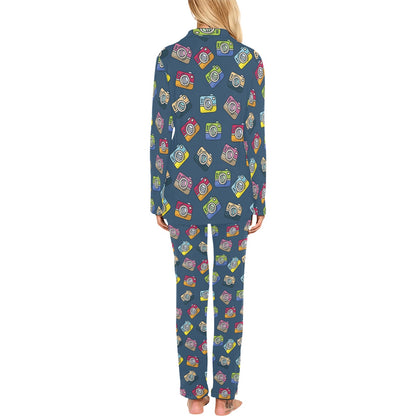 Camera Pattern Print Design 03 Women's Long Pajama Set
