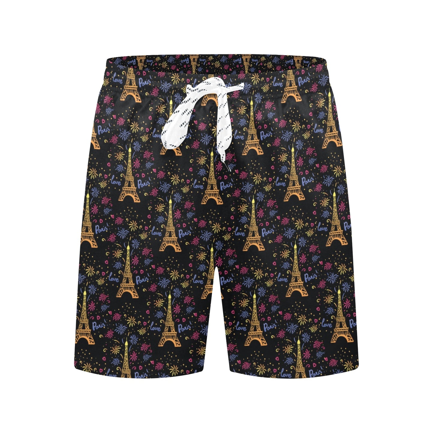 Eiffel Tower Love Paris Print Men's Swim Trunks Beach Shorts
