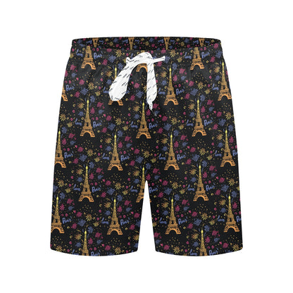 Eiffel Tower Love Paris Print Men's Swim Trunks Beach Shorts