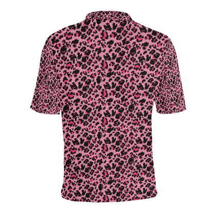 Cheetah Pink Pattern Print Design 01 Men Polo Shirt