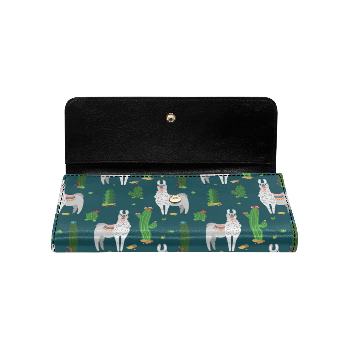 Llama Cactus Pattern Print Design 013 Women's Trifold Wallet