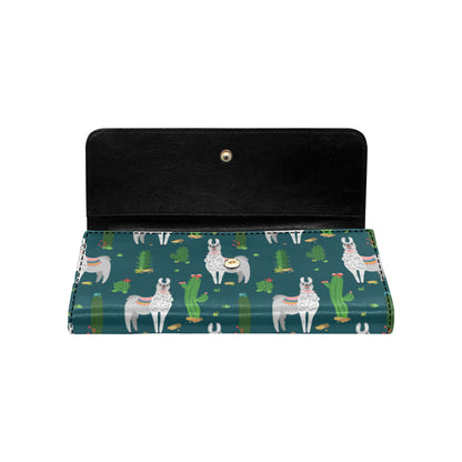 Llama Cactus Pattern Print Design 013 Women's Trifold Wallet