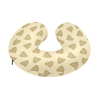 Poop Emoji Pattern Print Design A02 U-Shaped Travel Neck Pillow