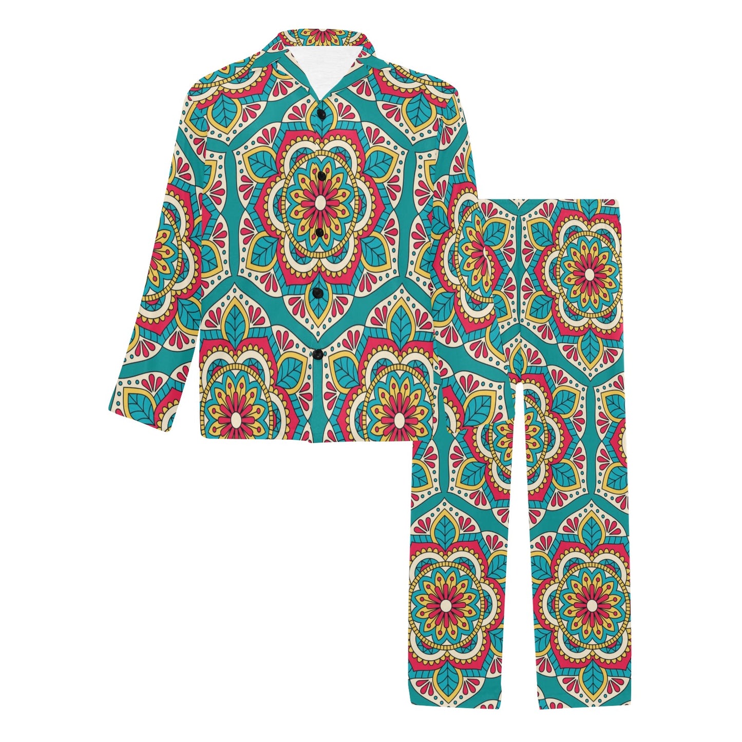 Mandala Pattern Print Design 03 Men's Long Pajama Set