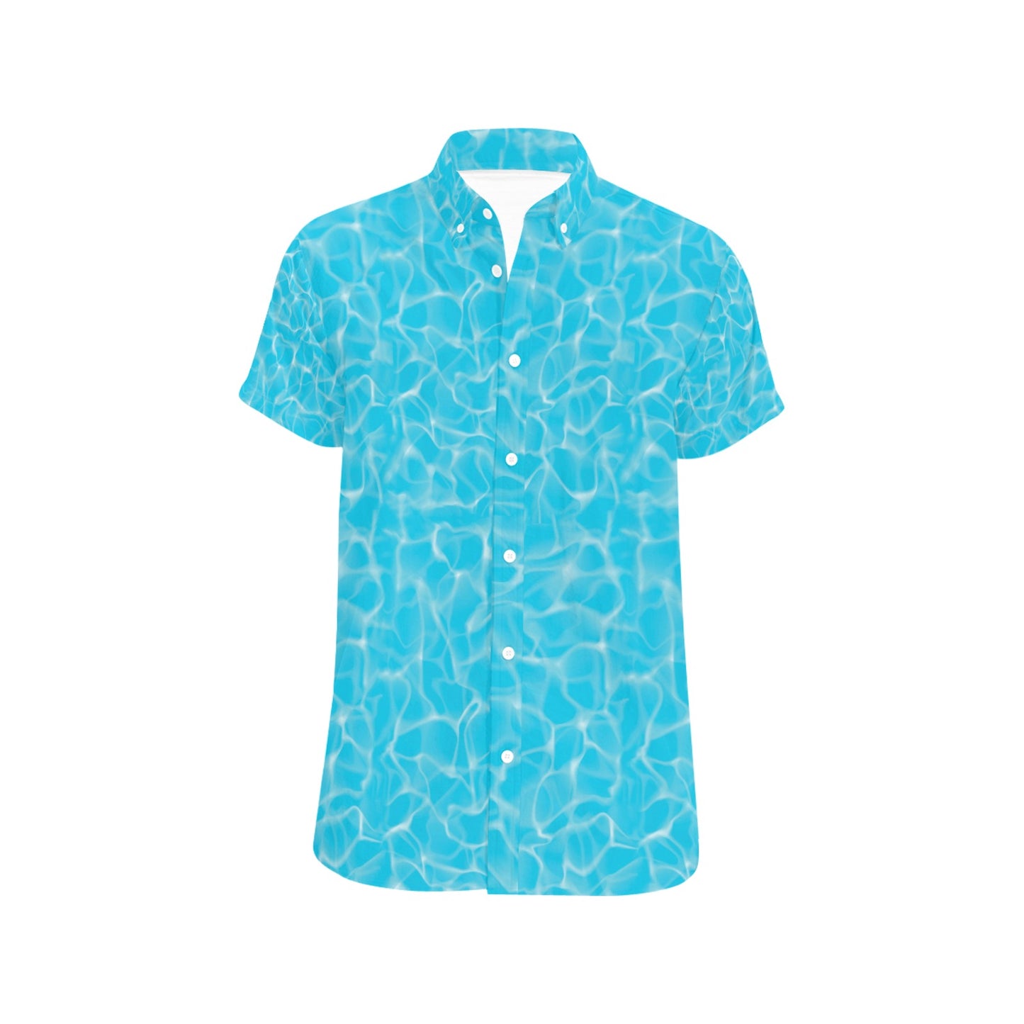 Swimming Pool Texture Print Design LKS301 Men Short Sleeve Button Up Shirt