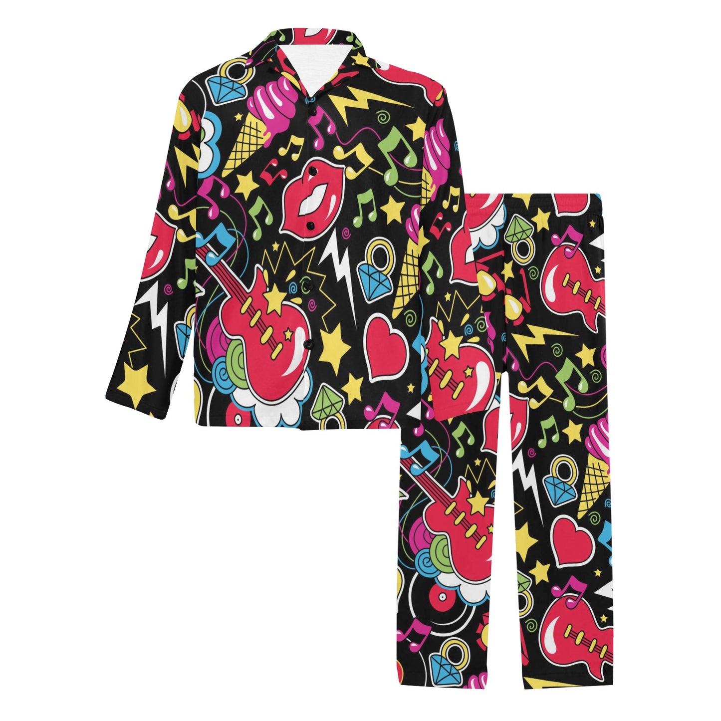 Pop Art Pattern Print Design A04 Men's Long Pajama Set