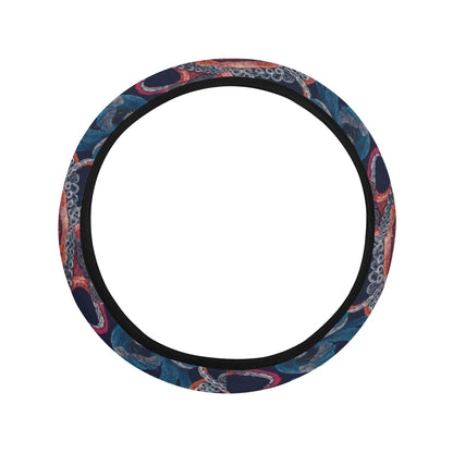 Underwater Giant Squid Print Design LKS302 Steering Wheel Cover with Elastic Edge