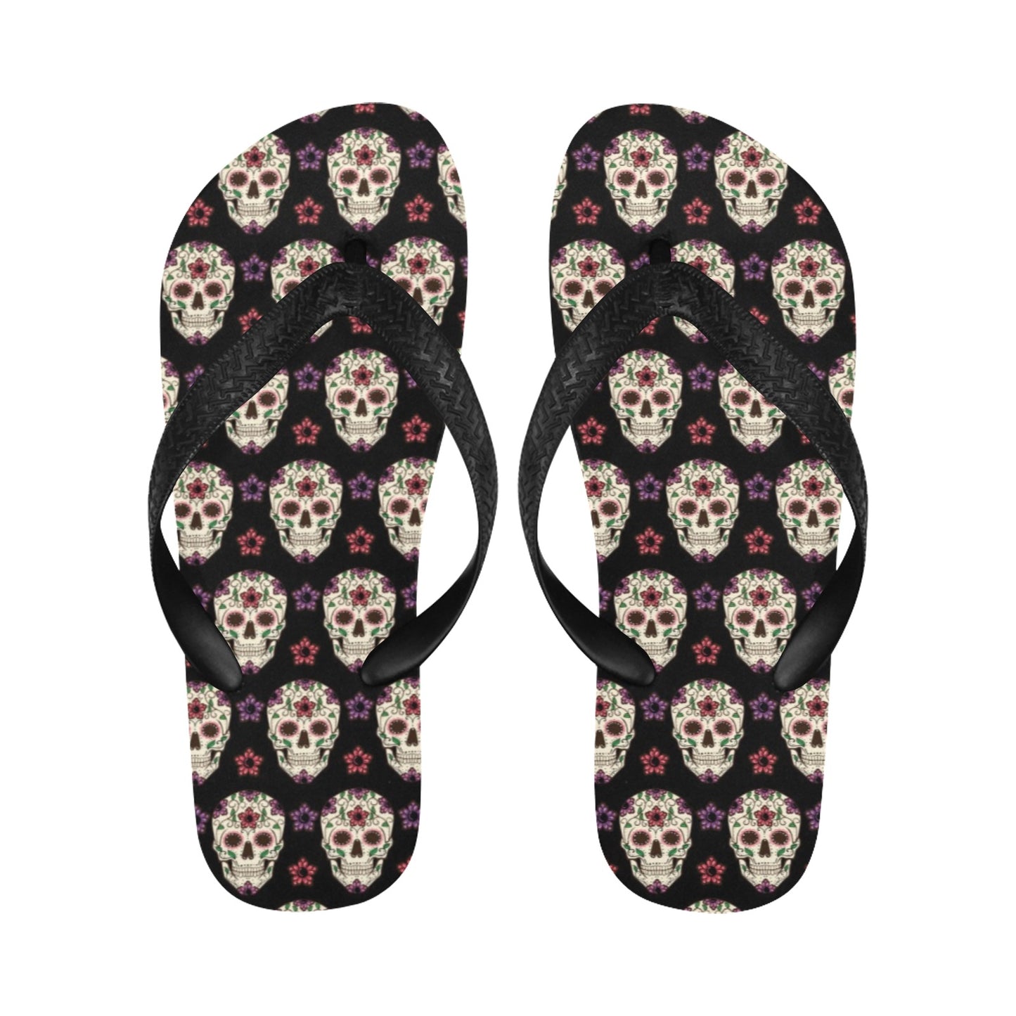 Sugar Skull Print Design LKS304 Flip Flops