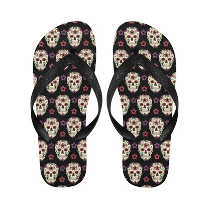 Sugar Skull Print Design LKS304 Flip Flops