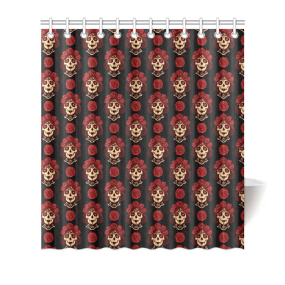 Day of the Dead Skull Girl Pattern Shower Curtain