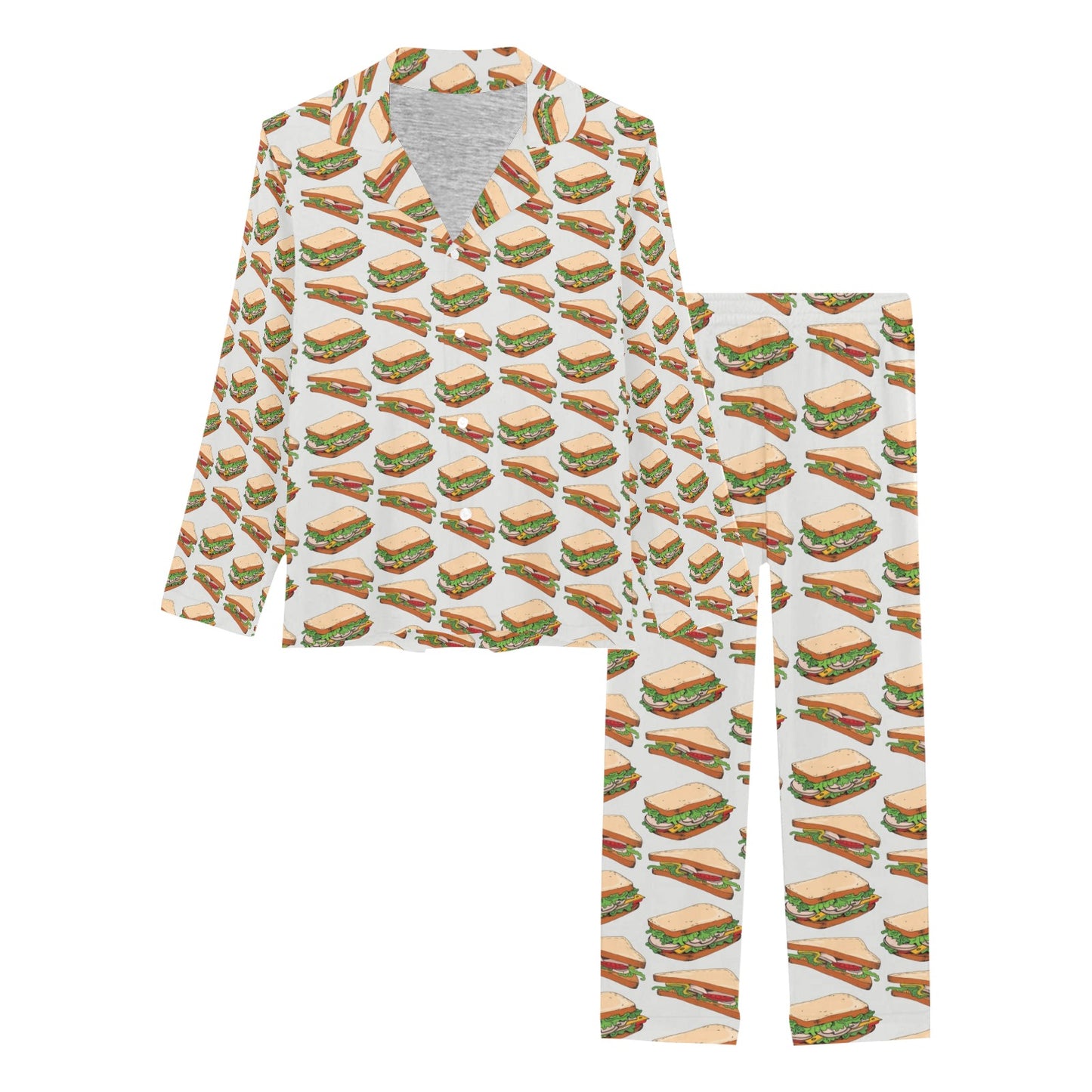 Sandwich Print Design LKS302 Women's Long Pajama Set