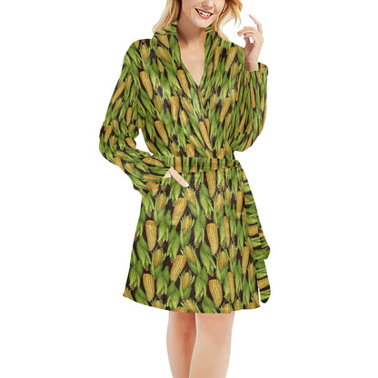Agricultural Corn cob Print Women's Fleece Robe