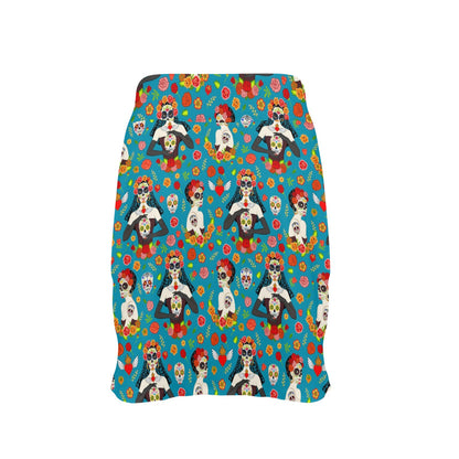 Day of the Dead Old School Girl Design 17" Golf & Pickleball Skort with Pockets