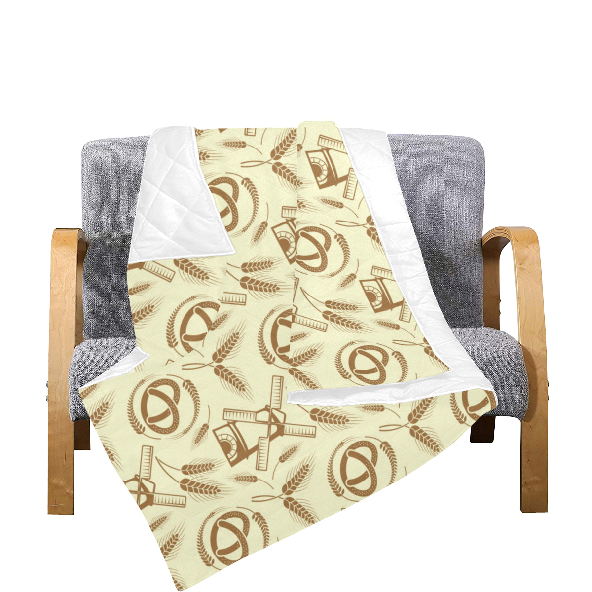 Agricultural Windmills Print Design 03 Premium Quilt