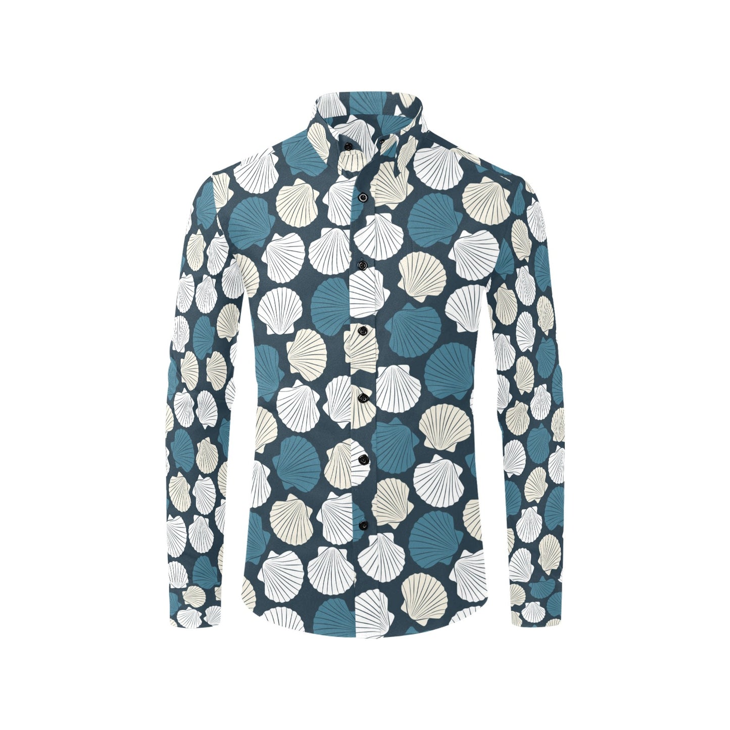Seashell Print Design LKS3013 Men's Long Sleeve Dress Shirt