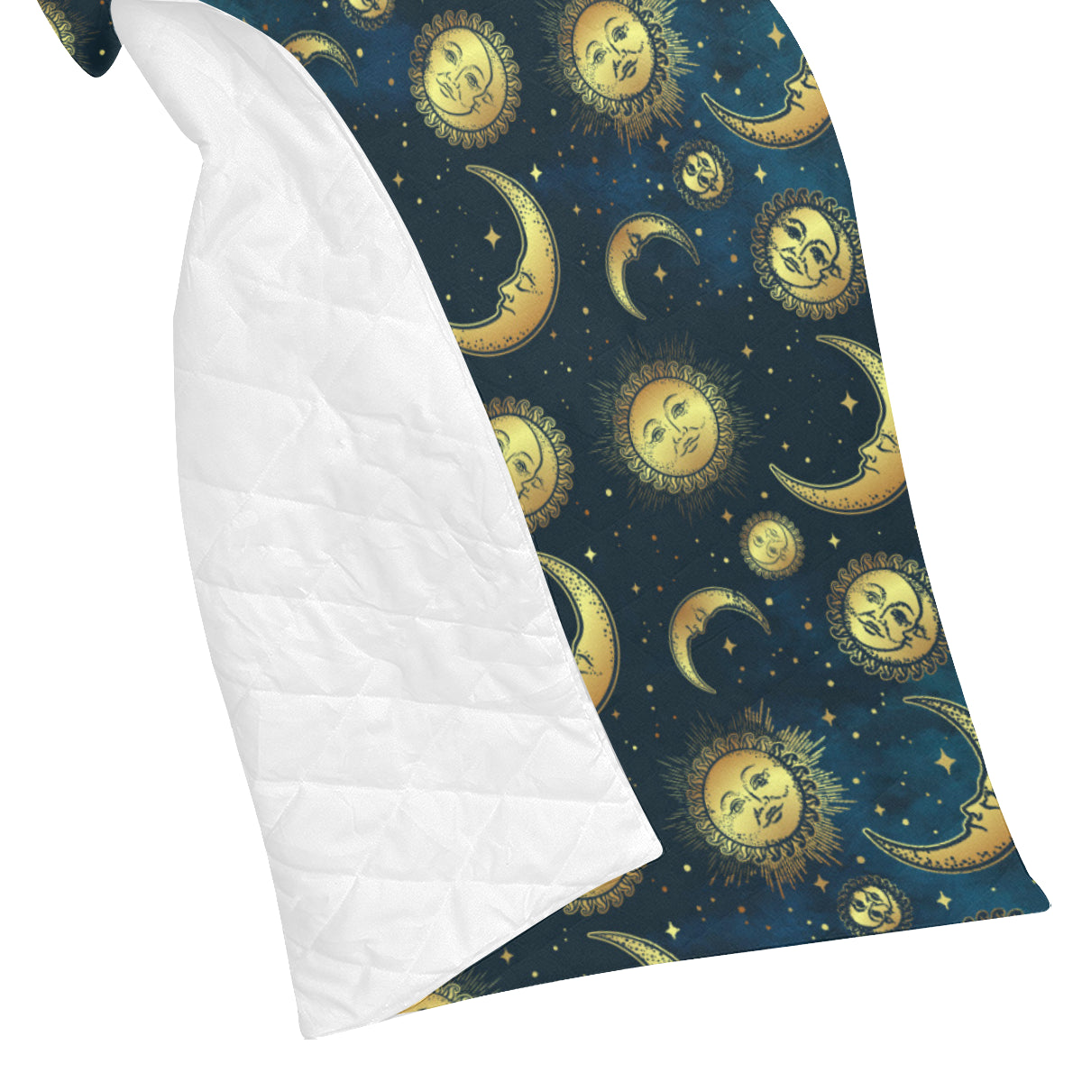 Gold Sun Moon Face Premium Quilt