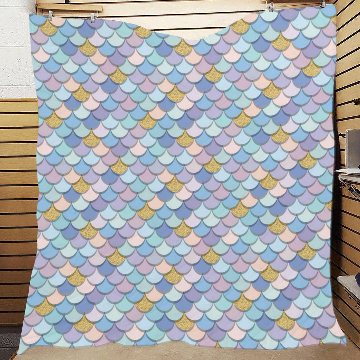 Mermaid Scales Pattern Print Design 05 Premium Quilt
