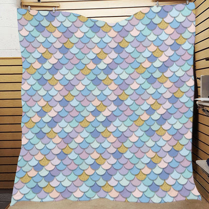 Mermaid Scales Pattern Print Design 05 Premium Quilt