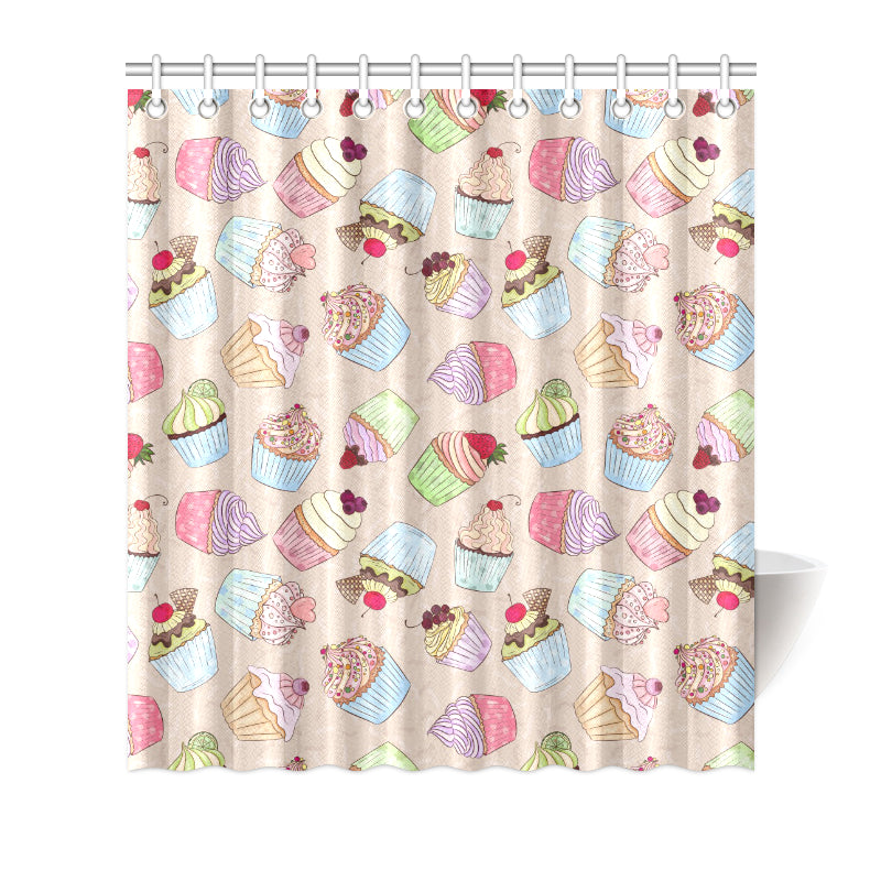 Cupcake Pattern Print Design CP06 Shower Curtain