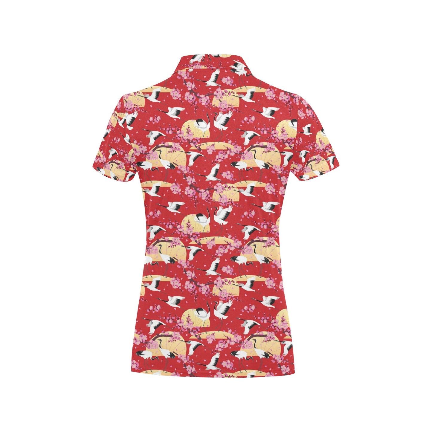 Crane Pattern Print Design 04 Women's Polo Shirt
