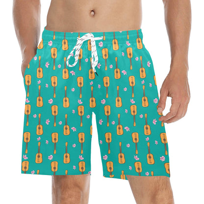 Ukulele Print Design LKS403 Men's Swim Trunks Beach Shorts